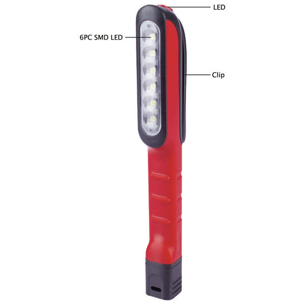 ABS Red Color Portable Pocket Pen Work Light with Clip 6+1LED